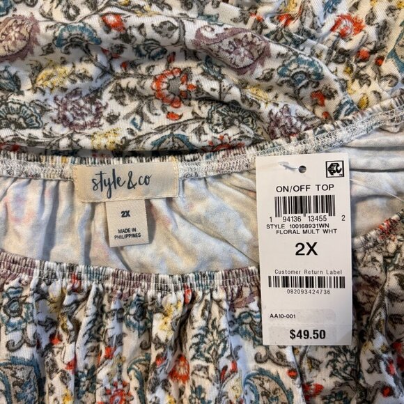 Style & Co. Plus Size Floral Printed On-Off Top NWT - Picture 8 of 8